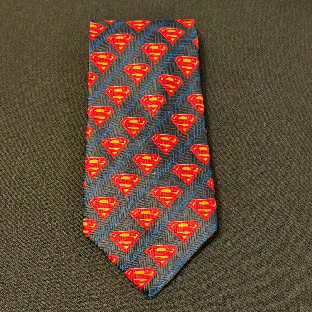 DC Comics Superman Necktie Black Red Allover S Logo Tie